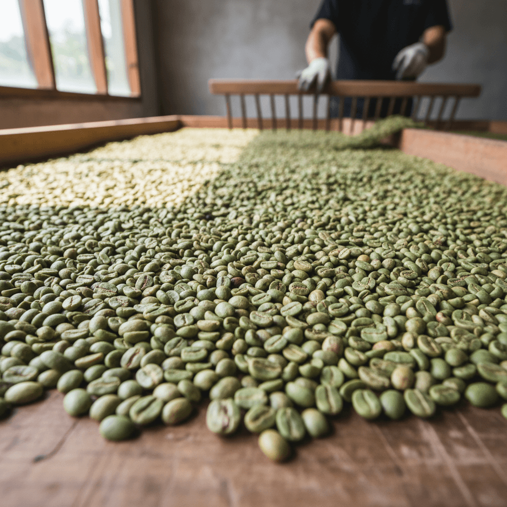 Fresh Gayo coffee beans from Aceh highlands ready for export